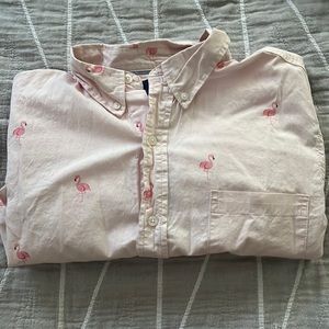Pink flamingo button up